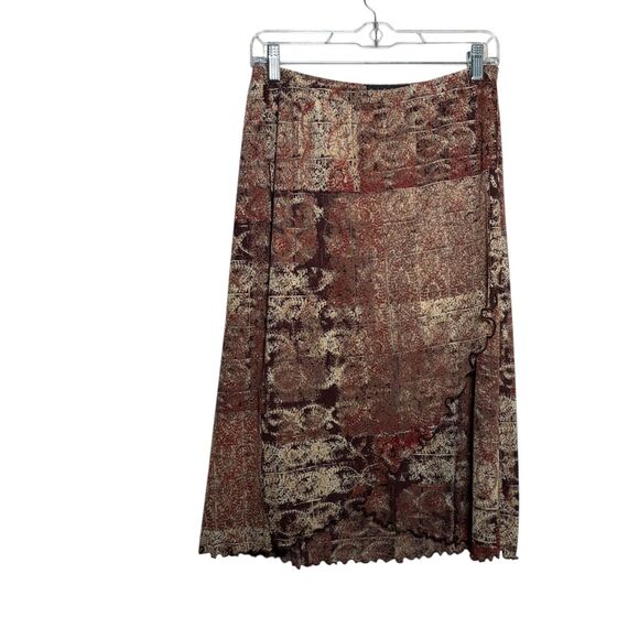 Ninety Skirt Women's Medium Ruffle Lined Pull On Boho Printed Y2k Western - Picture 1 of 9